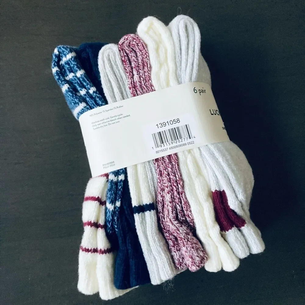 NWT Lucky Brand 6-pk Super Soft Boot Socks